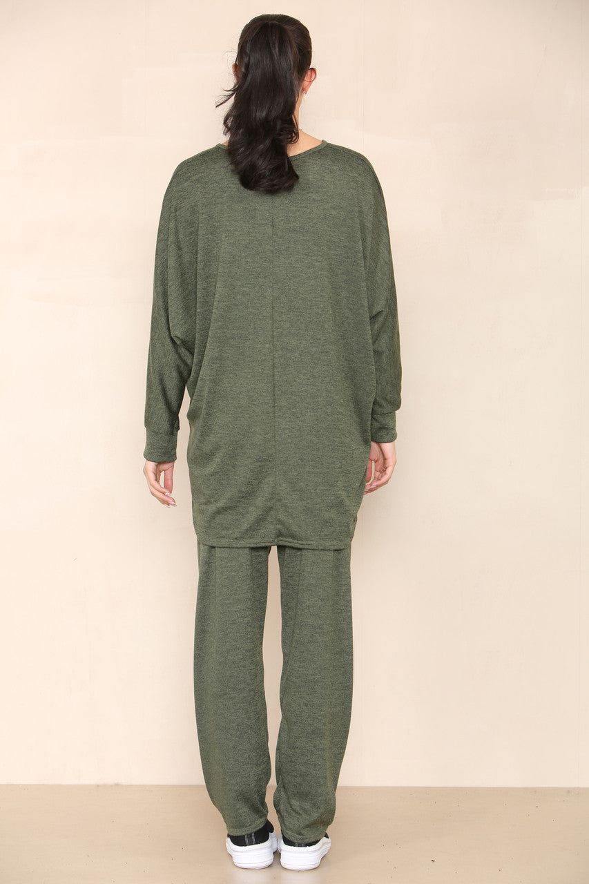 MARL TOP AND TROUSERS SET KHAKI