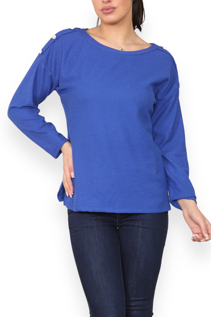 PAREL SCHOUDER DETAIL TOP KONINGSBLAUW