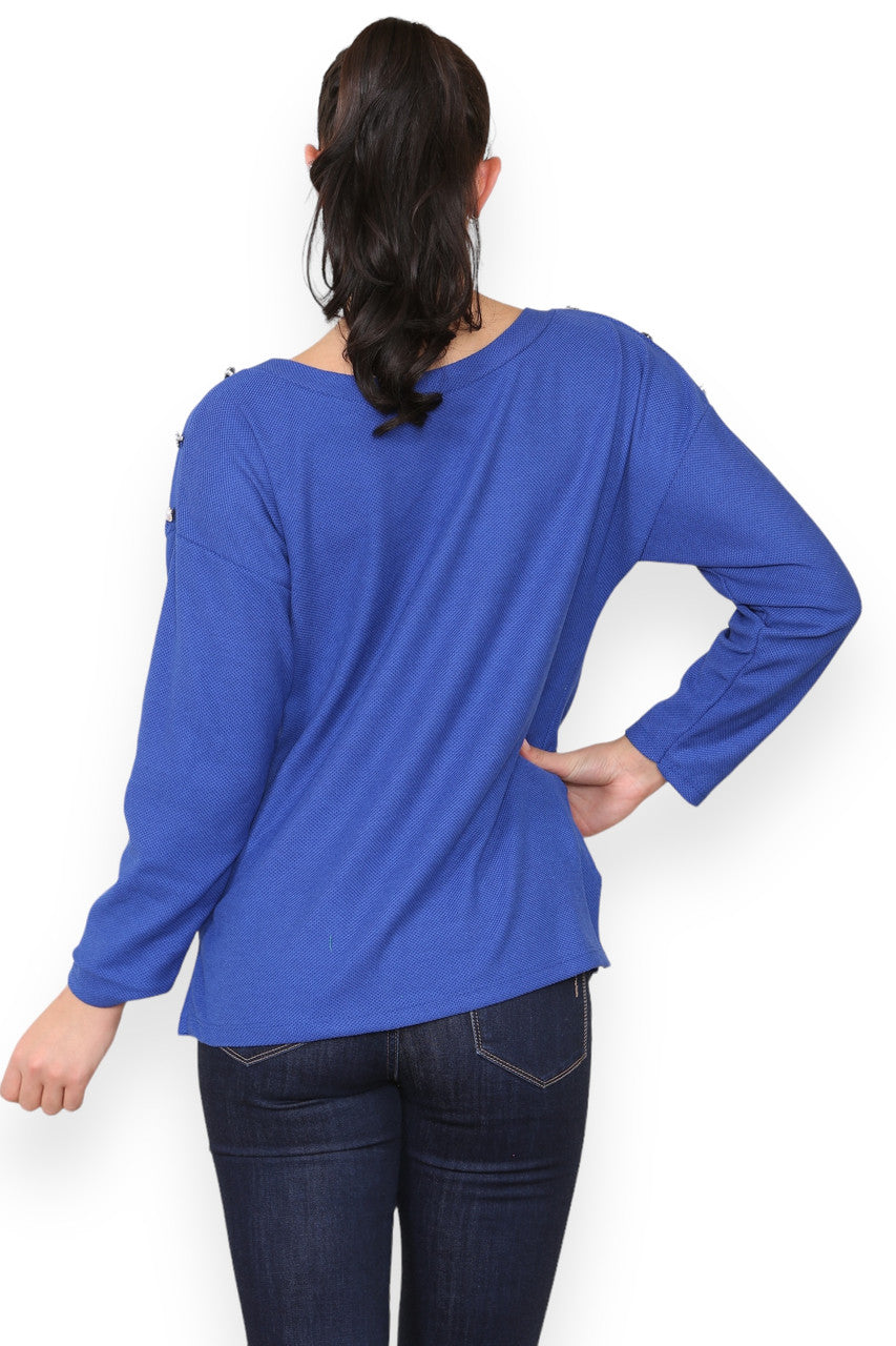 PAREL SCHOUDER DETAIL TOP KONINGSBLAUW