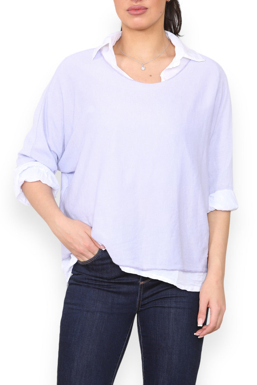 2 IN 1 SHIRT LAYER JUMPER LILAC