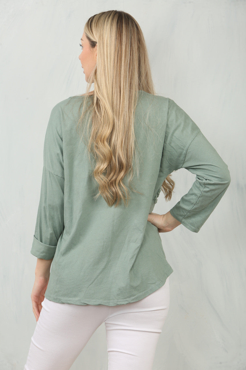 HARTEN GETUFTE TOP - KHAKI