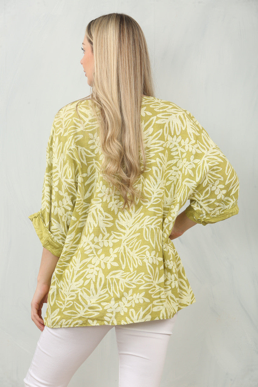 TOP MET BLADPRINT - MOSTERD