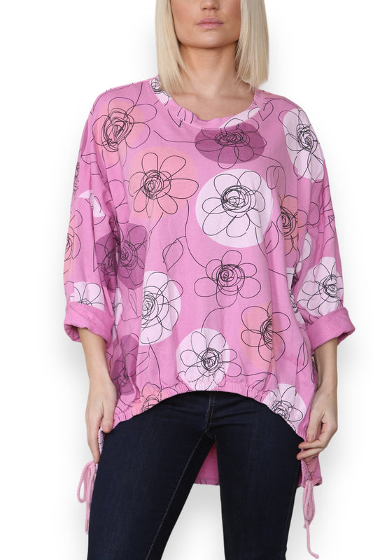 SWEATER MET BLOEMENPRINT SNOEPJESROZE