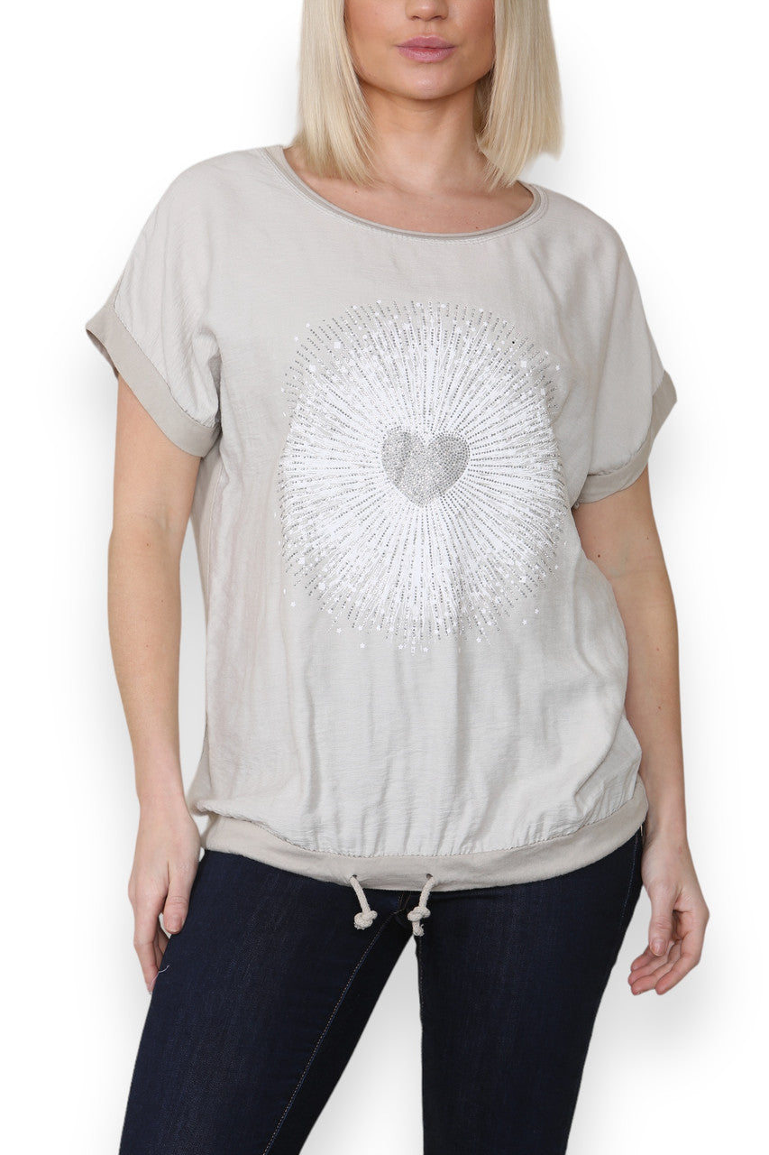 HART BURST GRAFISCHE TOP STEEN