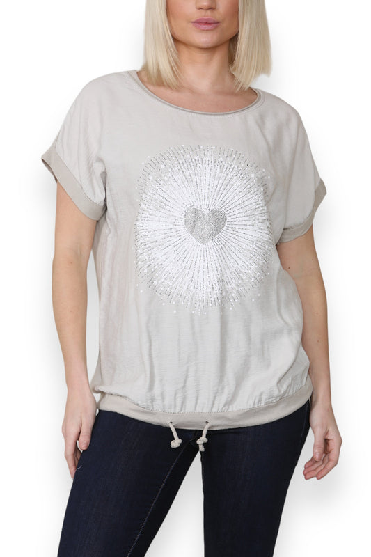 HEART BURST GRAPHIC TOP STONE