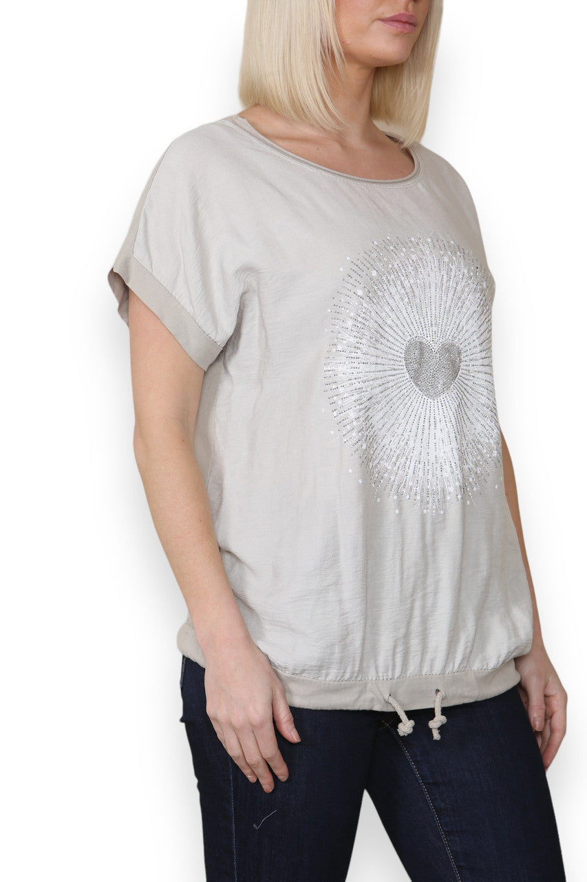 HART BURST GRAFISCHE TOP STEEN