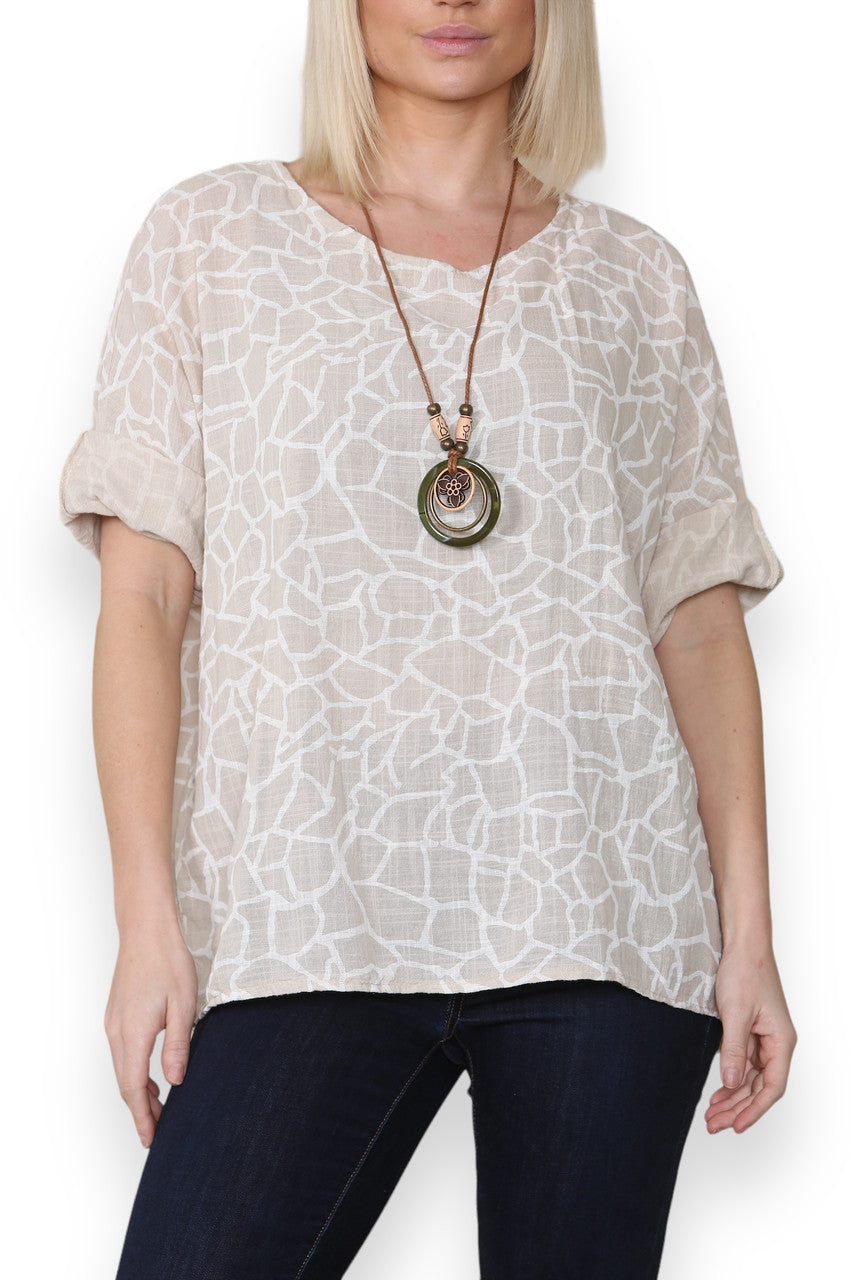 CRACK EFFECT PRINT TOP ORANGE STONE