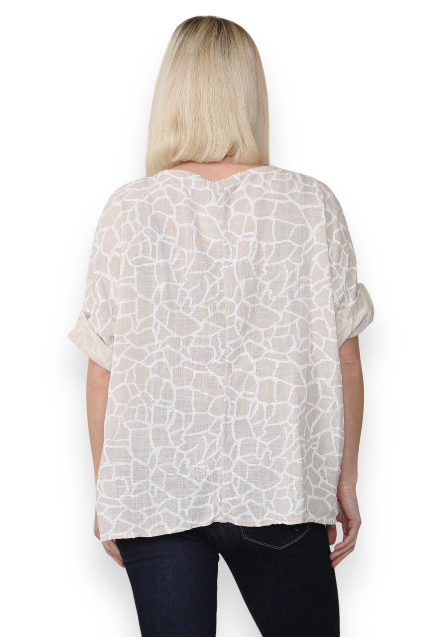 CRACK EFFECT PRINT TOP ORANGE STONE