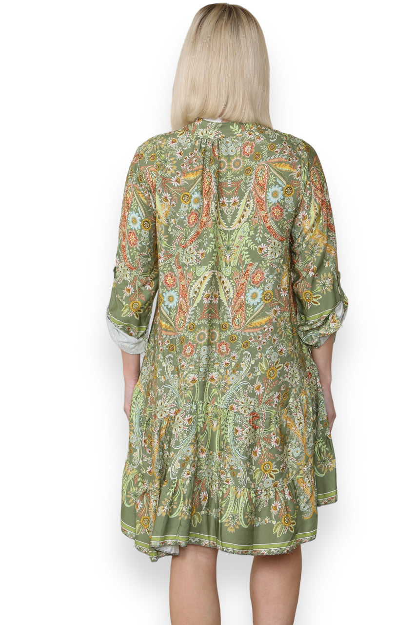PAISLEY BLOEMENPRINT OVERHEMDJURK KAKI