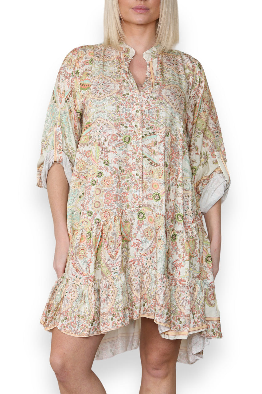 OVERHEMDJURK MET PAISLEY BLOEMENPRINT CRÈME