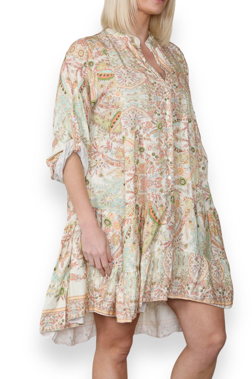 OVERHEMDJURK MET PAISLEY BLOEMENPRINT CRÈME