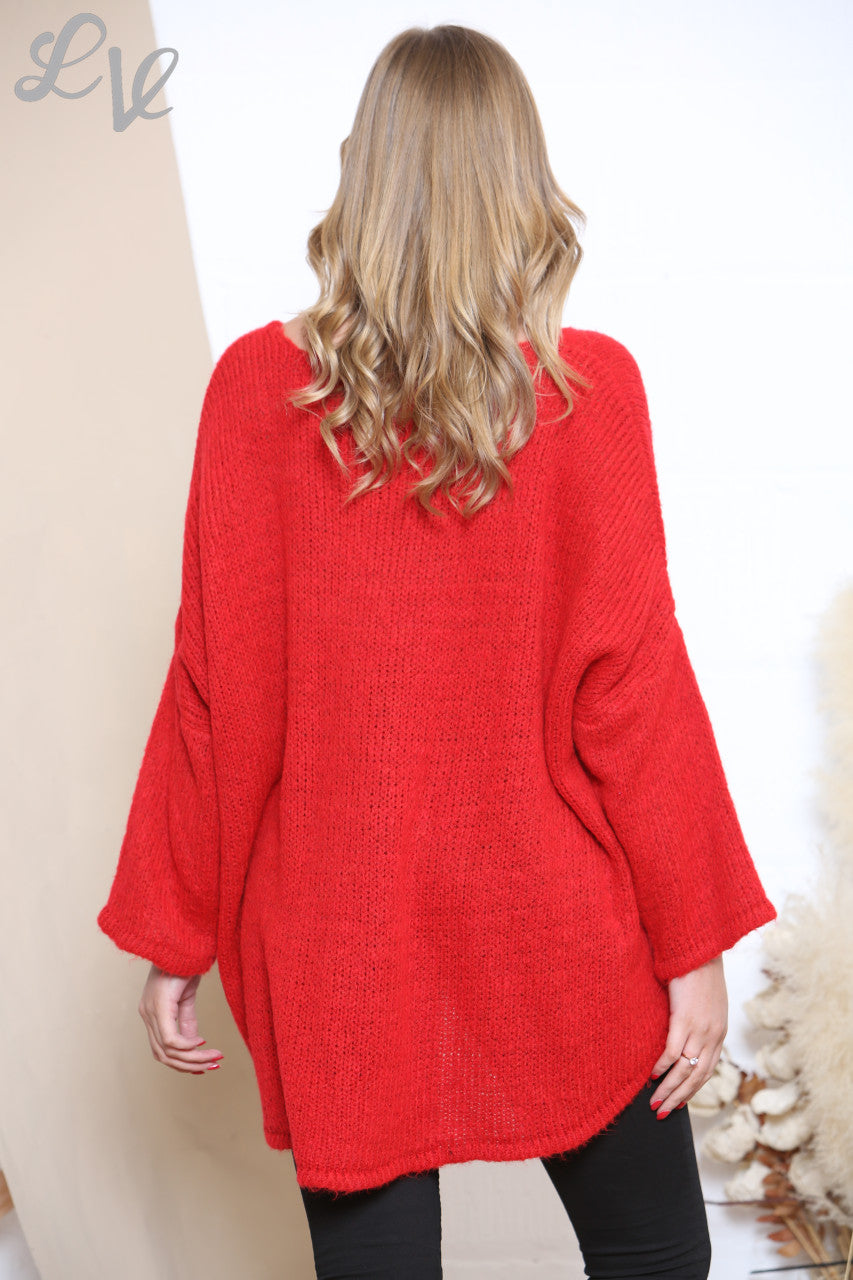 Dames gebreide trui rood
