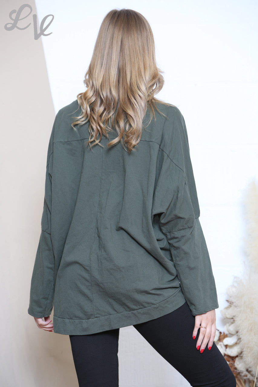 Dames Graphic Sweatshirt Top Khaki