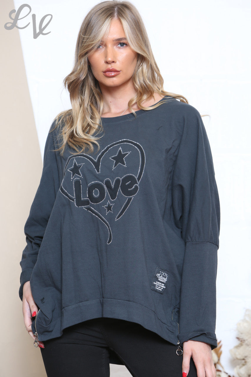 Dames Graphic Sweatshirt Top Houtskool
