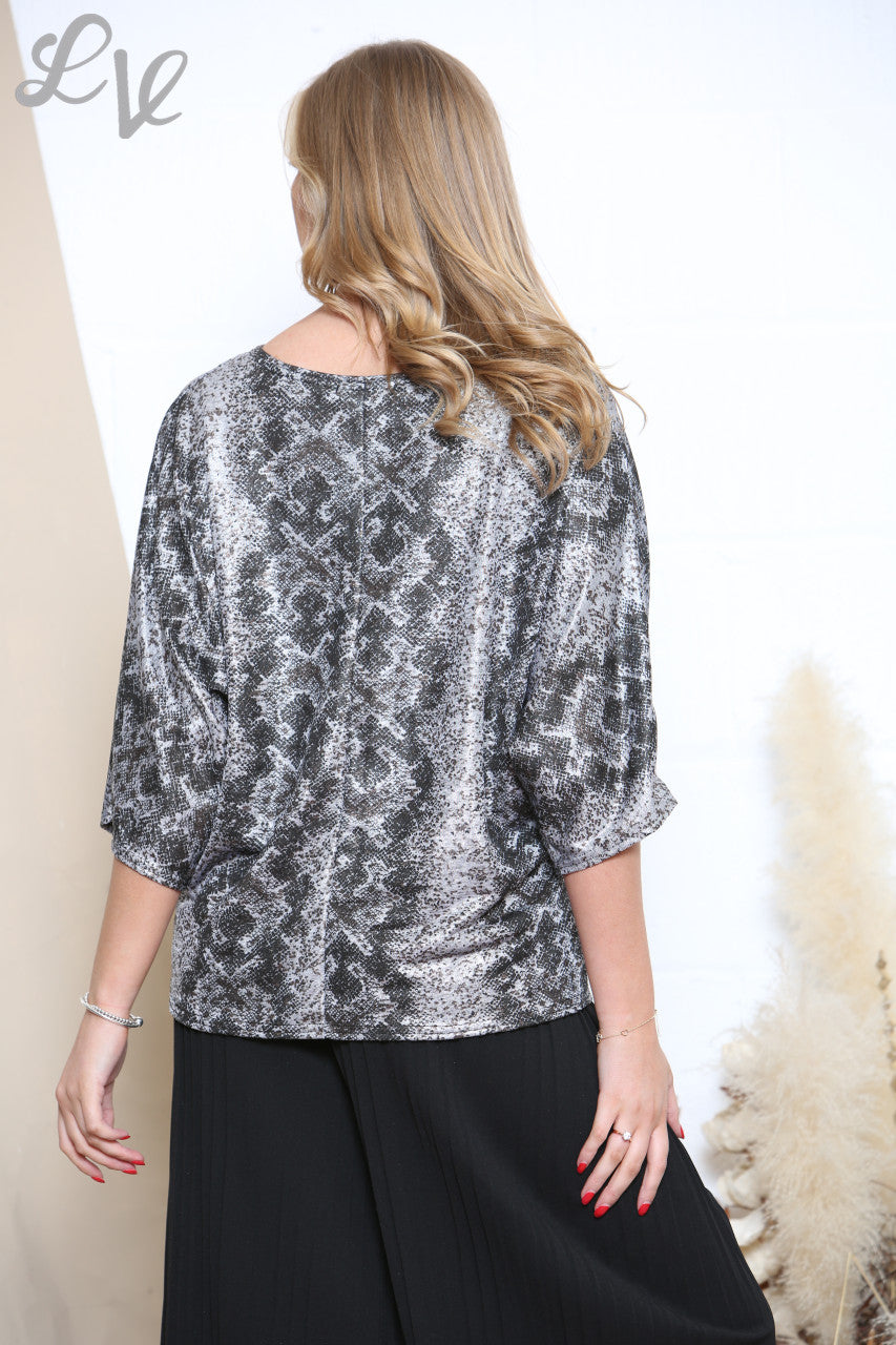 Ladies Reptile Print Box Top Grey