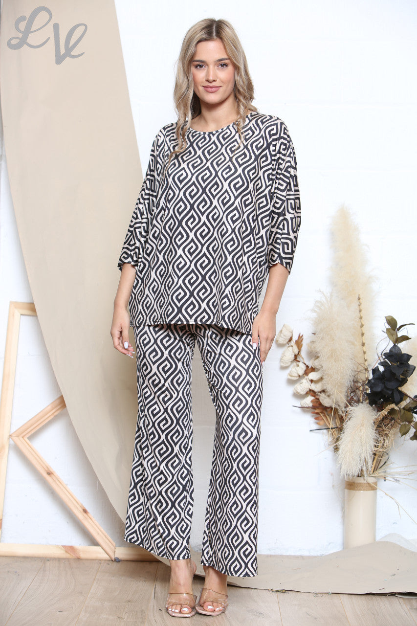 Dames Top & Broek Set met Diamantprint Steen