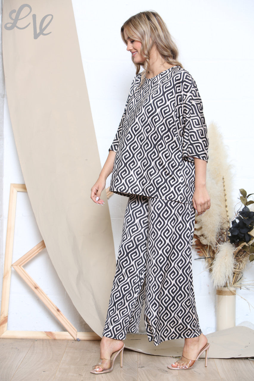 Dames Top & Broek Set met Diamantprint Steen