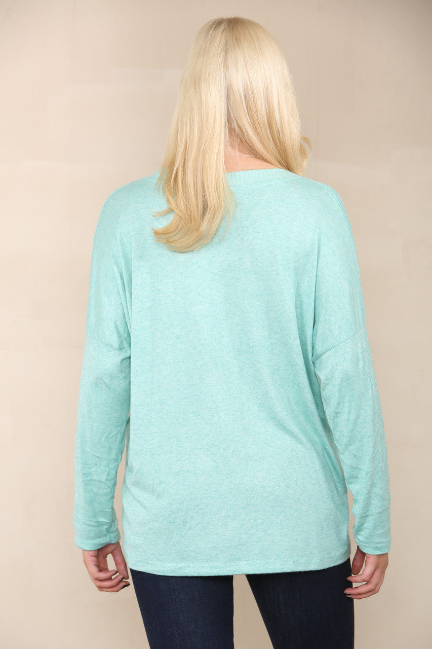 SEQUIN BUTTERFLY FINE KNIT TOP MINT