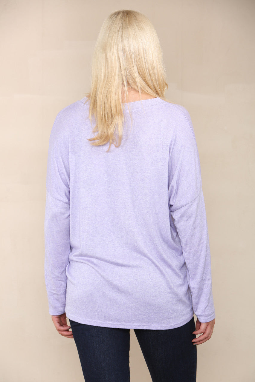 SEQUIN BUTTERFLY FINE KNIT TOP LILAC