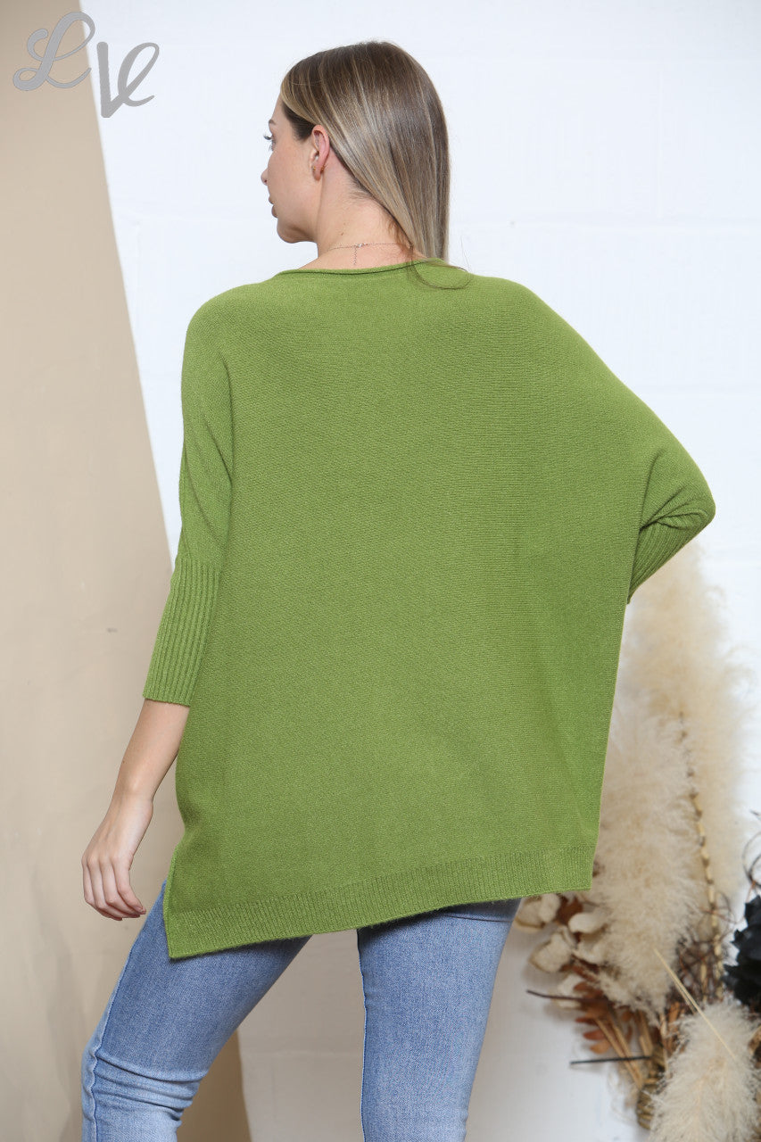 Dames gebreide coltrui groen