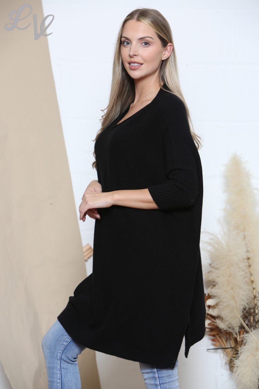 Dames Slouchy Gebreide Trui Zwart
