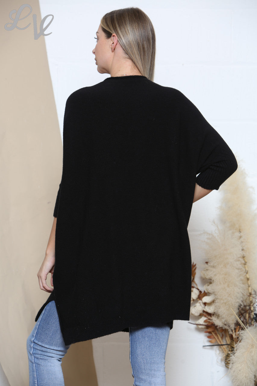 Dames Slouchy Gebreide Trui Zwart