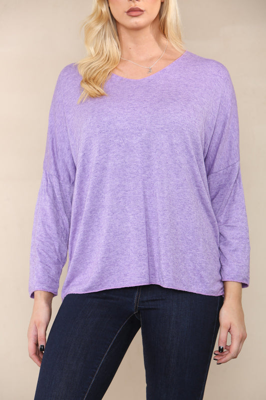 PLAIN FINE KNIT TOP LILAC