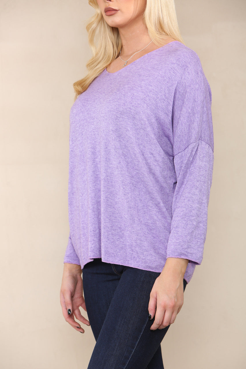 PLAIN FINE KNIT TOP LILAC