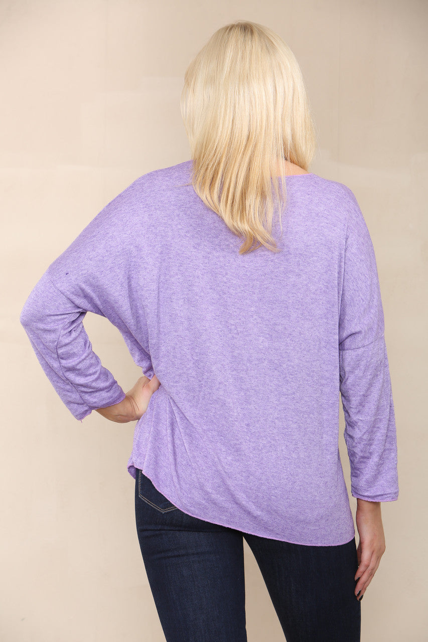 PLAIN FINE KNIT TOP LILAC