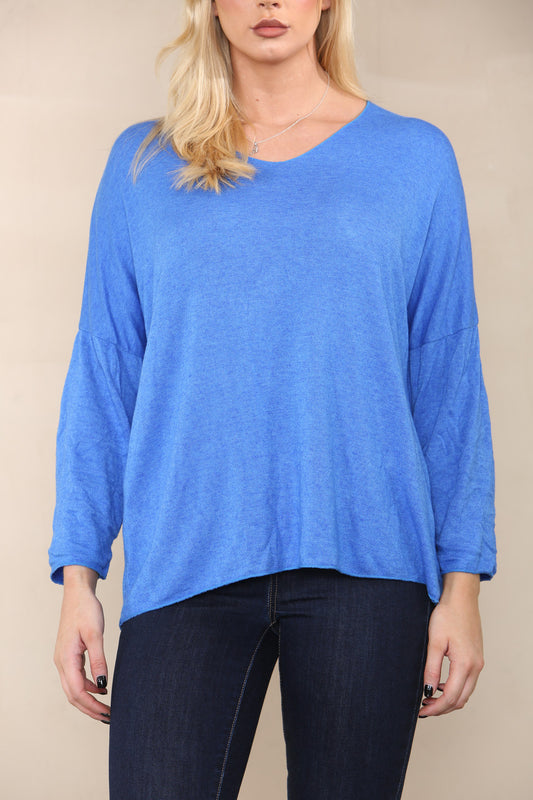 PLAIN FINE KNIT TOP ROYAL BLUE