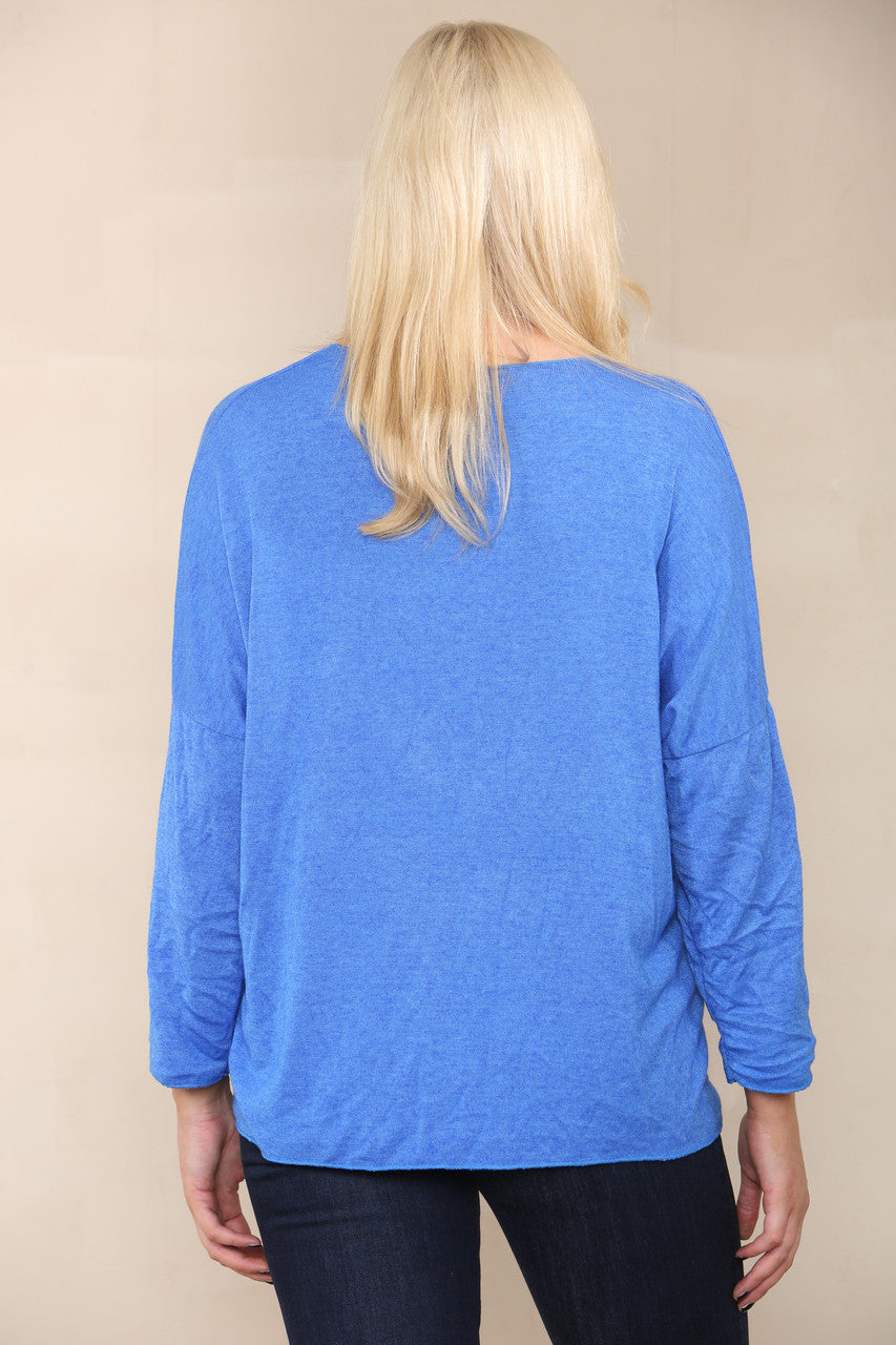 PLAIN FINE KNIT TOP ROYAL BLUE