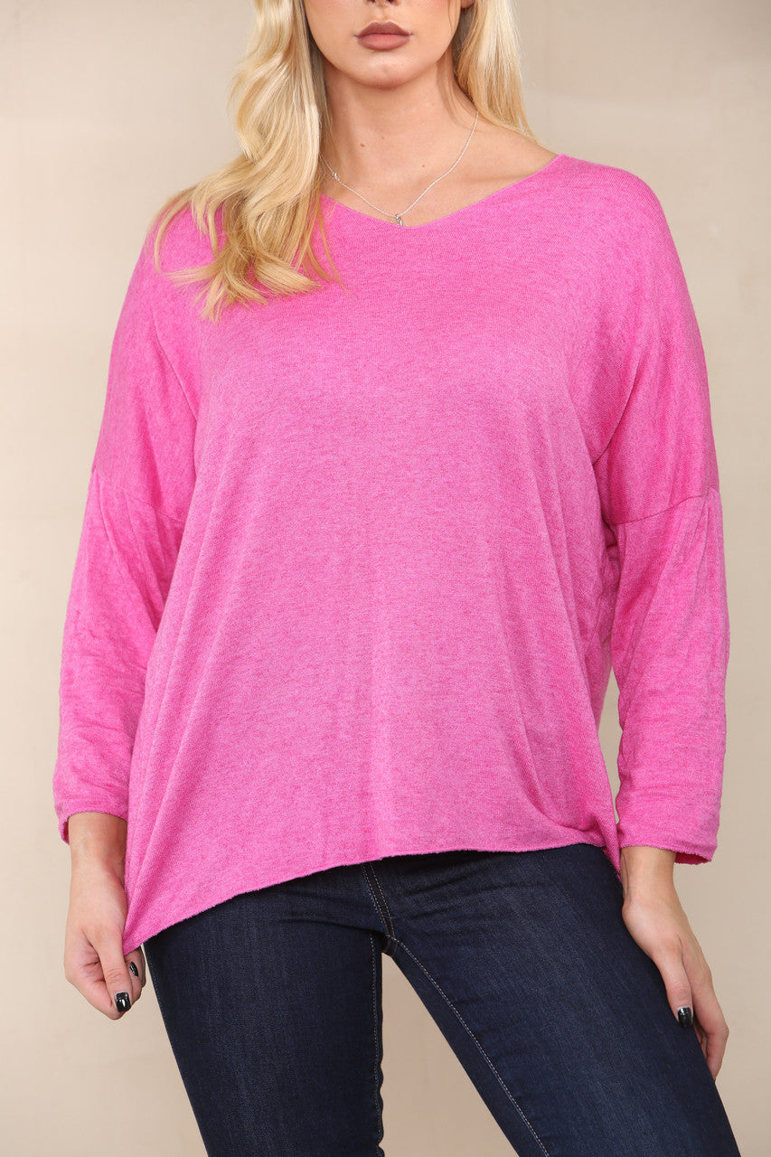 PLAIN FINE KNIT TOP CERISE