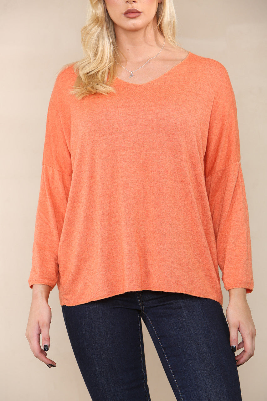 PLAIN FINE KNIT TOP ORANGE