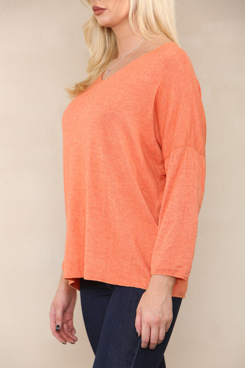PLAIN FINE KNIT TOP ORANGE