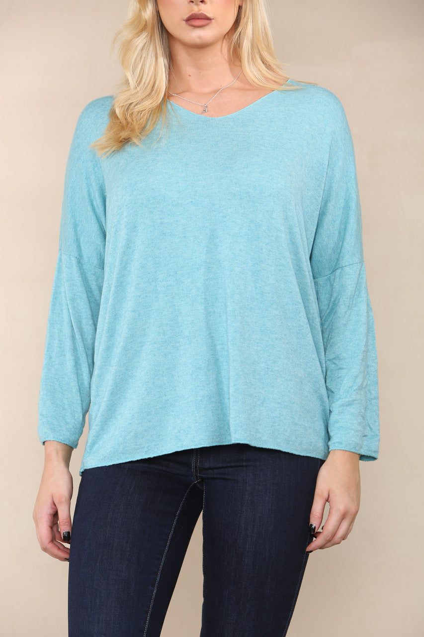 PLAIN FINE KNIT TOP TIFFANY