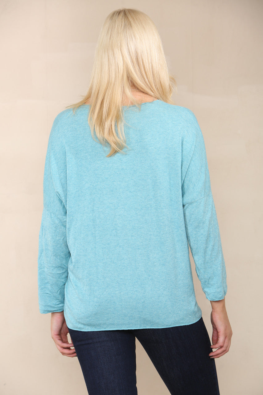 PLAIN FINE KNIT TOP TIFFANY