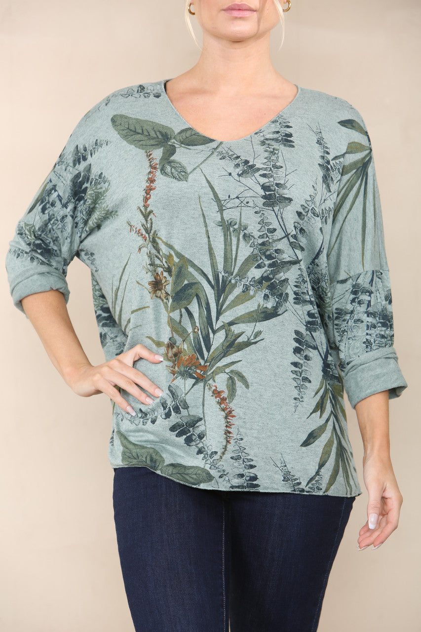 FIJNE TRUI MET BOSPRINT KHAKI