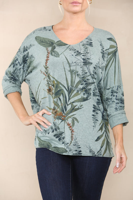 FIJNE TRUI MET BOSPRINT KHAKI