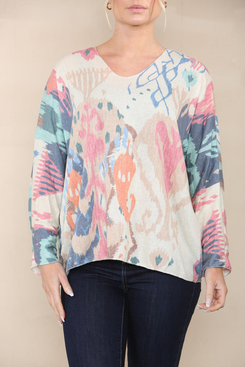 ABSTRACT FINE KNIT TOP MIX