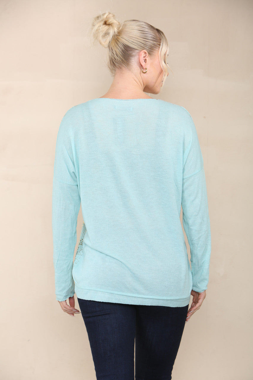 REPTILE FOIL FINE KNIT TOP MINT