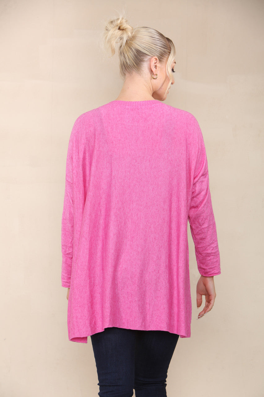 STAR SEQUIN FOIL FINE KNIT TOP CERISE