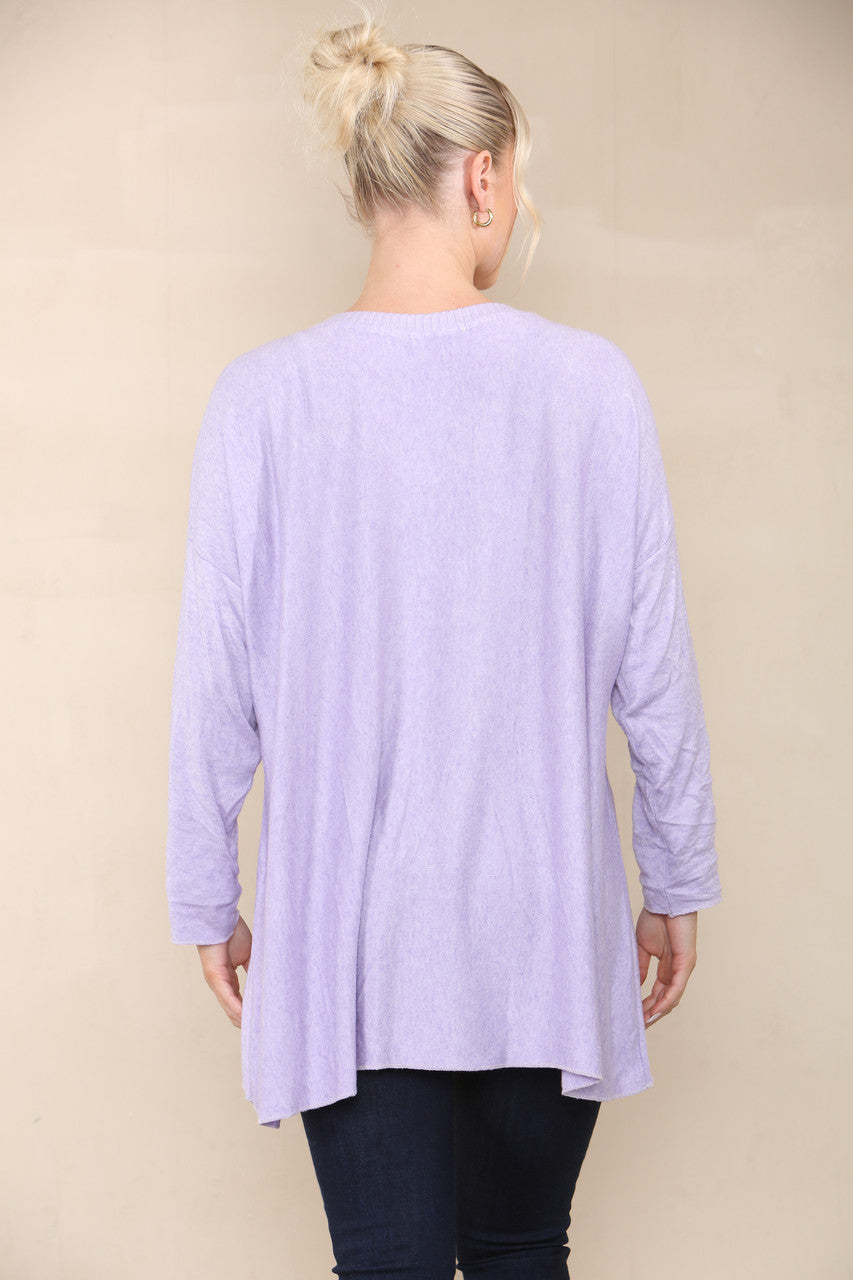STAR SEQUIN FOIL FINE KNIT TOP LILAC
