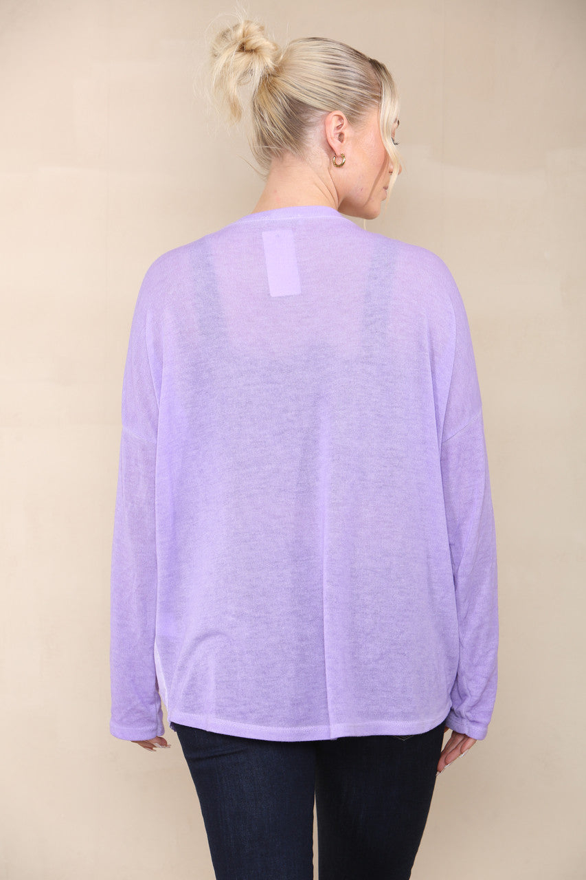 TIE DYE FINE KNIT SILKY TOP LILAC