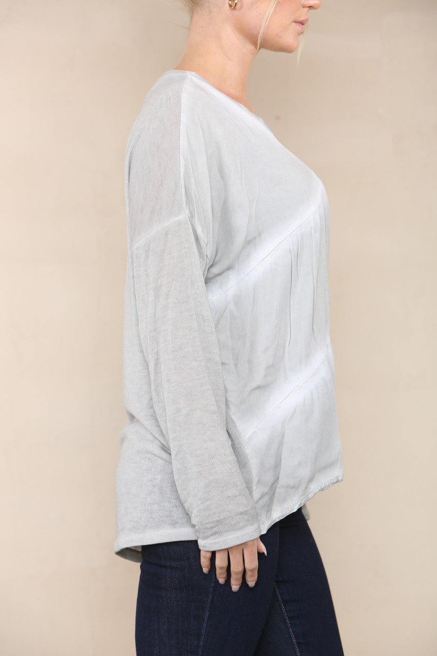 TIE DYE FINE KNIT SILKY TOP STONE