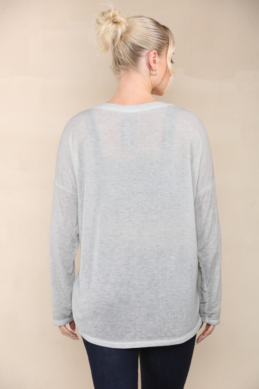 TIE DYE FINE KNIT SILKY TOP STONE