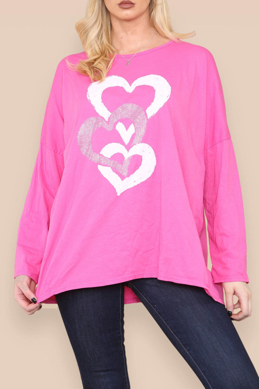 HEART CHAIN GRAPHIC TOP CERISE