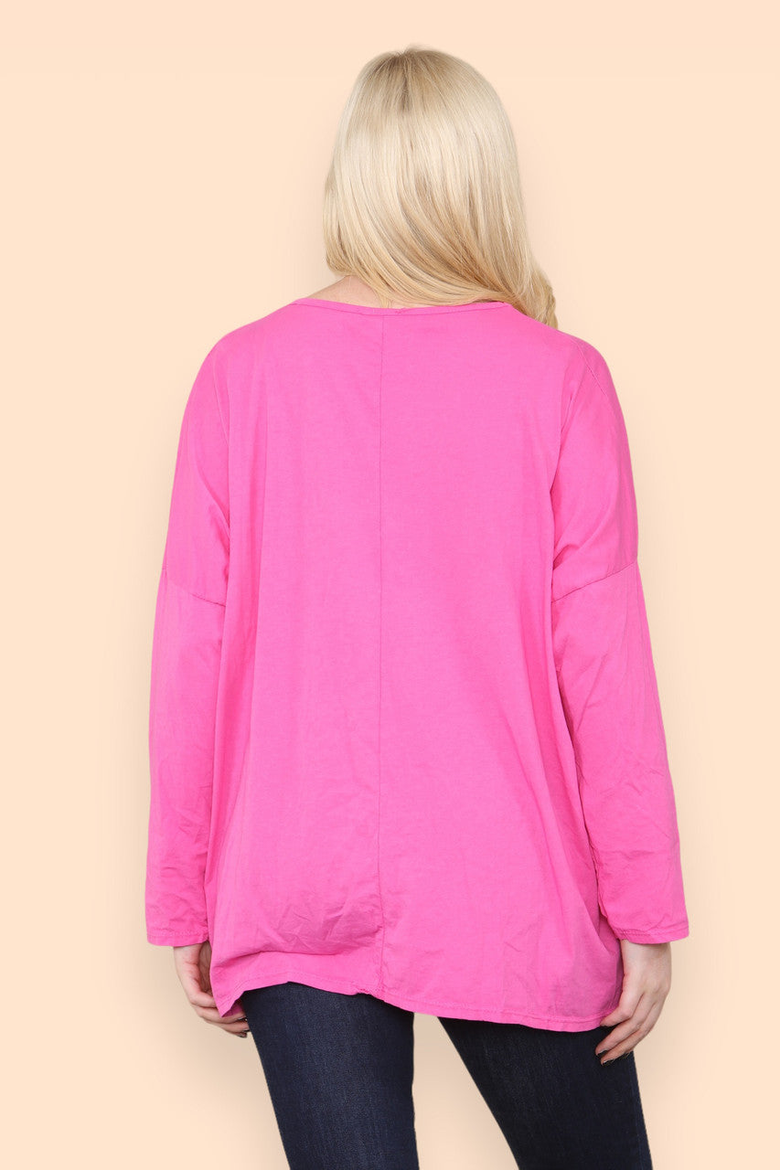 HEART CHAIN GRAPHIC TOP CERISE