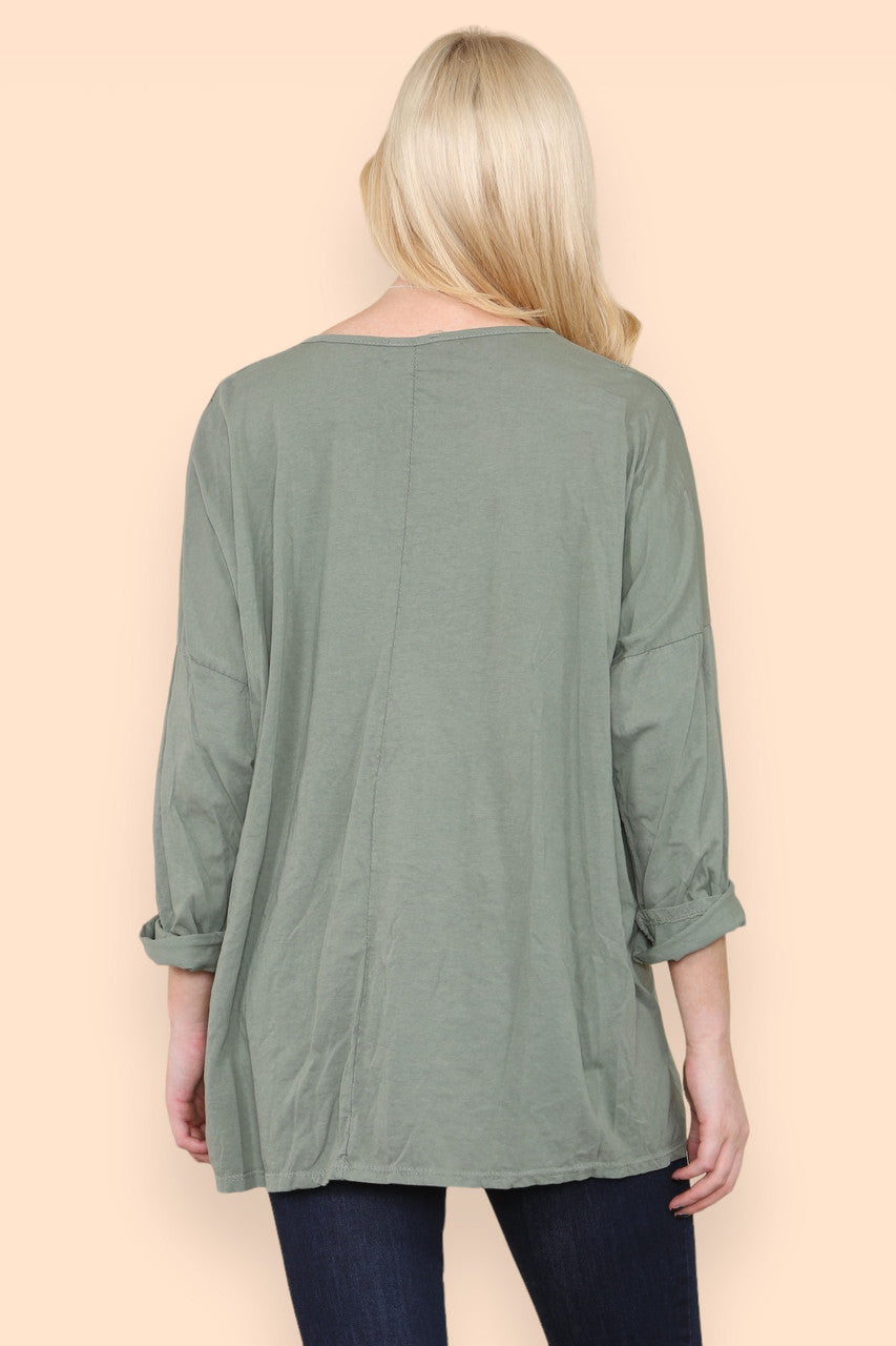HEART CHAIN GRAPHIC TOP KHAKI