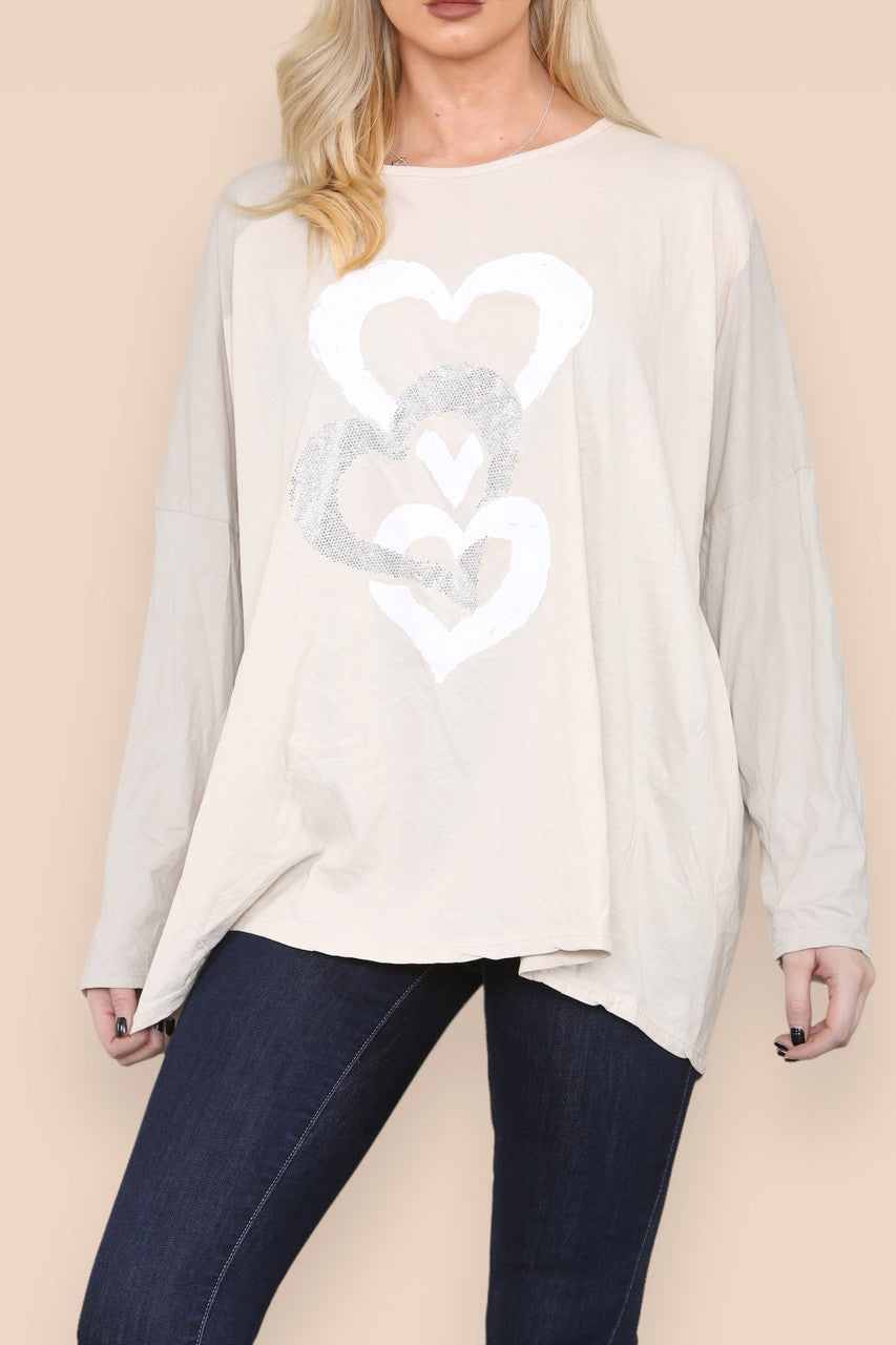 HEART CHAIN GRAPHIC TOP STONE