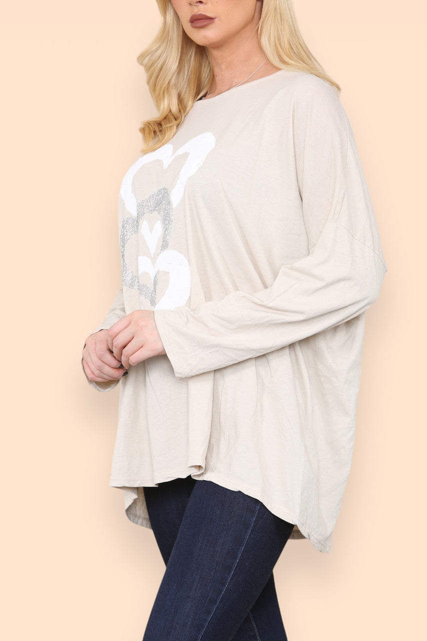 HEART CHAIN GRAPHIC TOP STONE
